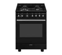 Cuisinière mixte - Smeg - CX61GMBL - Noir - 4 foyers - Four électrique 65L