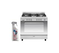 GLEM Cuisinière Piano de cuisson 5 foyers brûleurs gaz inox 90x60cm Four Catalyse Gazinière 104L