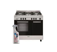 cuisinière piano de cuisson 5 foyers brûleurs gaz inox 90x60cm four catalyse gazinièr