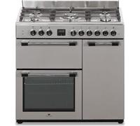 Cuisiniere piano gaz 3 fours électriques CONTINENTAL EDISON CECP903FIX 5 feux - Inox - Largeur 90 cm