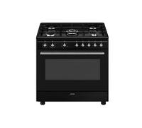 Smeg Cuisinière indépendante CX91GMBL 90 cm 5 brûleurs (1×4 kW) Four multifonction Noir