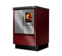 Cuisinière Tyrola TR_B 55 Bordeaux / acier inoxydable avec fenêtre de visualisation - RA côté gauche