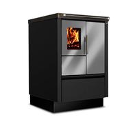 Cuisinière Tyrola TR_B 55 Volcano mat / acier inoxydable avec fenêtre de visualisation - RA haut droit
