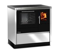 Cuisinière Tyrola TR_B 85 Blanc brillant / Noir Senotherm avec fenêtre de visualisation - RA gauche haut