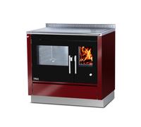 Cuisinière Tyrola TR_C 90 Bordeaux / Black avec hublot, porte à charnière, base 100 mm - RA côté gauche