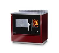 Cuisinière Tyrola TR_C 90 Bordeaux / Black avec hublot, porte à charnière, base 40 mm - RA côté gauche