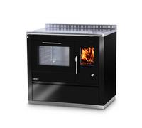 Cuisinière Tyrola TR_C 90 Noir brillant / Noir avec hublot, porte à charnière, base 40 mm - RA gauche en haut