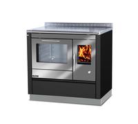 Cuisinière Tyrola TR_C 90 Volcano mat / inox avec hublot, porte battante, socle 100 mm - RA côté gauche