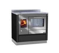 Cuisinière Tyrola TR_C 90 Volcano mat / inox avec hublot, porte battante, socle 100 mm - RA droite arrière