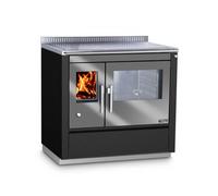Cuisinière Tyrola TR_C 90 Volcano mat / inox avec hublot, porte battante, socle 40 mm - RA côté droit