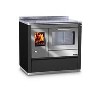 Cuisinière Tyrola TR_C 90 Volcano mat / inox avec hublot, porte battante, socle 40 mm - RA côté droit