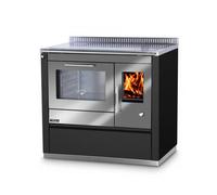 Cuisinière Tyrola TR_C 90 Volcano mat / inox avec hublot, porte battante, socle 40 mm - RA côté gauche