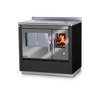Cuisinière Tyrola TR_C 90 Volcano mat / inox avec hublot, porte battante, socle 40 mm - RA côté gauche