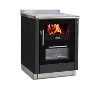 Cuisinière Tyrola TR_F 70 Anthracite / Black Senotherm avec fenêtre de visualisation - RA arrière droite