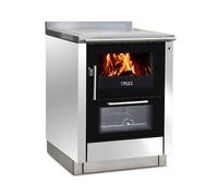 Cuisinière Tyrola TR_F 70 Blanc brillant / Noir Senotherm avec fenêtre de visualisation - RA arrière droite
