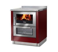 Cuisinière Tyrola TR_F 80 Bordeaux / inox avec fenêtre - RA côté gauche