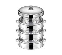 Cuisinière vapeur en acier inoxydable Panier vapeur en acier inoxydable for poisson, panier à pain farci à la vapeur, insert multicouche avec support(22.5cm 3 layer 1 Lid)