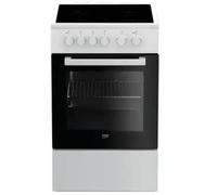 Beko Cuisinière vitrocéramique FSS57000GW Blanc 4 foyers vitrocéramiques – Four convection naturelle