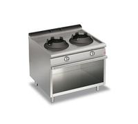Cuisinière Wok à Gaz 2 feux sur placard ouvert P 700 20 kW Baron