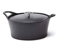 Cuisinox Volcan - Cocotte ovale 29cm fonte de fer émaillée noire avec couvercle