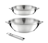 Eclipse - Lot 3 pièces - Wok 28 cm, poêle 24 cm et poignée amovible Cuisinox
