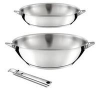 CUISINOX - ECLIPSE - Lot 3 pièces - Wok 28 cm, Poêle 24 cm et Poignée amovible