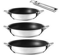 CUISINOX - Eclipse - Lot 3 poêles 2-24-28 cm avec revêtement céramique et poignée amovible tout inox - Fond encapsulé - Compatible tous feux - Acier Inoxydable 18/1 - Finition miroir