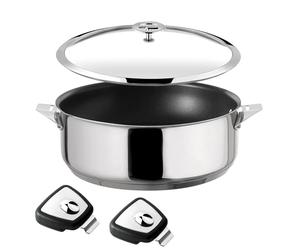 CUISINOX - Eclipse - Sauteuse 24 cm revêtement céramique - Fond encapsulé - Compatible tous feux dont induction - Acier inoxydable 18/10 - Finition miroir - Couvercle - Anses amovibles