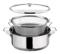 Cuisinox - Eclipse - Sauteuse 24 cm avec revêtement en céramique, couvercle et panier de cuisson - Fond encapsulé - Compatible tous feux - Acier inoxydable 18/10 - Finition miroir