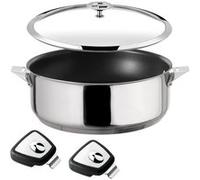 Cuisinox - Eclipse - Sauteuse 24 cm revêtement céramique - Fond encapsulé - Compatible tous feux dont induction - Acier inoxydable 18/1 - Finition miroir - Couvercle - Anses amovibles