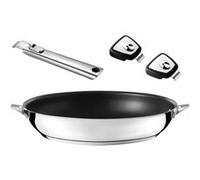 CUISINOX - ECLIPSE - Set poêle 32 cm revêtement céramique avec poignée inox et anses amovibles Acier G