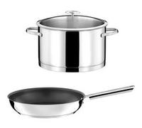 Elysée - 1 faitout inox 24cm avec couvercle et 1 poêle 28 cm revêtement céramique Cuisinox