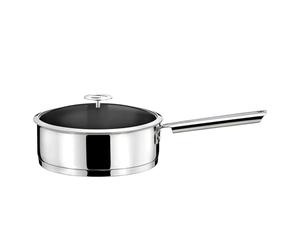 Cuisinox - Elysée - Sauteuse 24 cm revêtue avec couvercle - Fond encapsulé - Compatible tous feux dont induction - Acier Inoxydable 18/1 - Finition miroir - Poignée Fixe