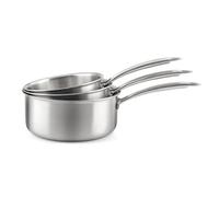 CUISINOX - Gourmet - Lot 3 casseroles tout inox 16-18-2 cm - Poignée fixe - Triply - Compatible tous feux - Acier Inox 18/1 - Finition Satinée - Sans PFAS, PTFE, PFOA - Made in France