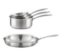 CUISINOX - GOURMET - Lot de 3 casseroles inox 16/18/2 0cm et 1 poêle inox 32 cm G