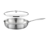 Cuisinox - Gourmet - Sauteuse 24 cm inox - Triply - Compatible tous feux dont induction - Acier Inoxydable 18/10 - Poignée Fixe - Couvercle - Sans PFAS, PTFE, PFOA - Made in France