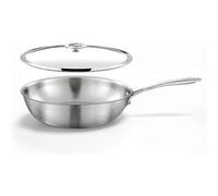 Cuisinox - Gourmet - Wok 28 cm inox - Triply - Compatible tous feux dont induction - Acier Inoxydable 18/1 - Finition Satinée - Poignée Fixe - Sans PFAS, PTFE, PFOA - Made in France