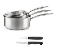 CUISINOX - GOURMET - Set 3 casseroles 16/18/20cm inox, 1 éplucheur et 1 couteau office G