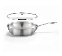 Cuisinox - Gourmet - Wok 28 cm inox - Triply - Compatible tous feux dont induction - Acier Inoxydable 18/10 - Finition Satinée - Poignée Fixe - Sans PFAS, PTFE, PFOA - Made in France