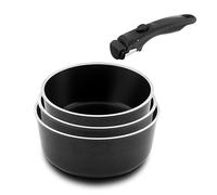 CUISINOX - Lot de 3 casseroles 16, 18 et 20 cm revêtue avec poignée amovible - Arom - Acier inoxydable , Finition