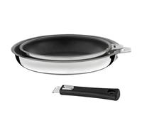 CUISINOX - Malice - 2 poêles 20 et 24 cm avec revêtement céramique avec poignée noire - Fond sandwich - Compatible tous feux dont induction - Acier Inox 18/10 - Finition brillant - Poignée Amovible