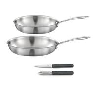 CUISINOX - Set cuisson et coutellerie - Gourmet - Compatible tous feux dont induction - Acier Inoxydable - Poignée fixe - Sans PFAS, PTFE, PFOA - Made in France, Gris