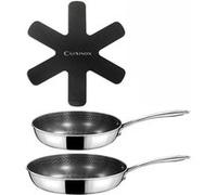 CUISINOX - Virtuo - 2 poêles feutrine de protection - Fond triply, revêtement antiadhérent - Compatible tous feux dont induction - Finition satinée - Sans PFOA et PFAS - Made in France