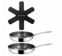 CUISINOX - Virtuo - 2 poêles feutrine de protection - Fond triply, revêtement antiadhérent - Compatible tous feux dont induction - Finition satinée - Sans PFOA et PFAS - Made in France