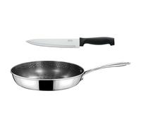 CUISINOX - Virtuo - Poêle 28 cm et couteau chef 20 cm - Fond triply, revêtement nid d'abeille antiadhérent - Compatible tous feux dont induction - Finition satinée - Sans PFOA et PFAS - Made in France