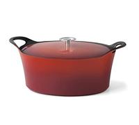 CUISINOX - Volcan - Cocotte Ovale 35 cm avec couvercle - 6 L - Fonte de fer emaillée - Compatible tous feux dont induction - sans PTFE ni PFOA - Rouge