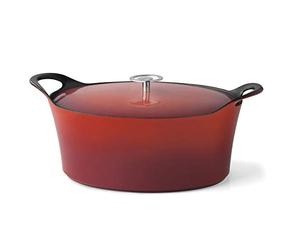 Cuisinox Volcan - Cocotte Ovale 35cm fonte de fer émaillée rouge avec couvercle