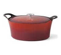 Volcan - Cocotte Ovale 35cm fonte de fer émaillée rouge avec couvercle Cuisinox