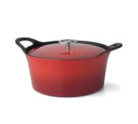 CUISINOX - Volcan - Cocotte ronde 2 cm avec couvercle - 1.6 L - Fonte de fer emaillée - Compatible tous feux dont induction - sans PTFE ni PFOA - Rouge