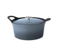 CUISINOX - Volcan - Cocotte ronde 2 cm avec couvercle - 1.6 L - Fonte de fer emaillée - Compatible tous feux dont induction - sans PTFE ni PFOA - Bleu Denim